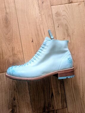 Light Blue Women's Leather Ankle Boots